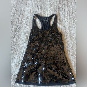 INC International Concepts Black Sequin Racerback Tank